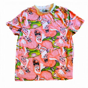 Spongebob All Over Graphic Patrick T-Shirt, Unisex Adult Tee